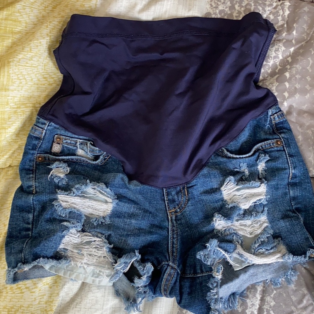 Pink blush maternity shorts